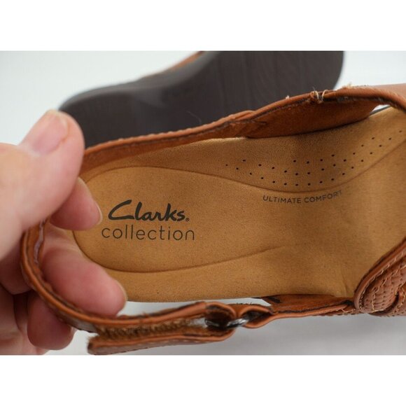 Clarks Merliah Bonita Sandal Women's Size 9 Narrow Brown Strappy Low Wedge - Picture 9 of 13